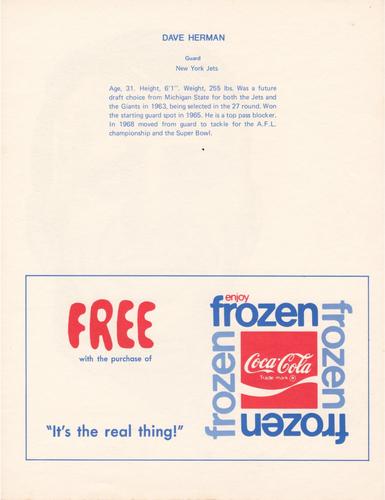 1972 Coca-Cola #NNO Dave Herman Back