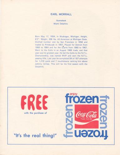 1972 Coca-Cola #NNO Earl Morrall Back