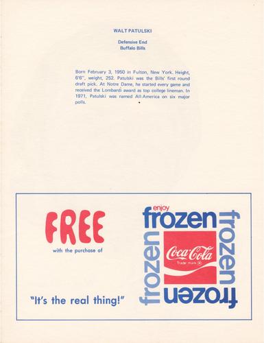 1972 Coca-Cola #NNO Walt Patulski Back