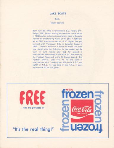1972 Coca-Cola #NNO Jake Scott Back