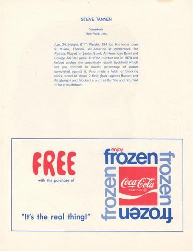 1972 Coca-Cola #NNO Steve Tannen Back