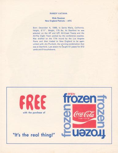 1972 Coca-Cola #NNO Randy Vataha Back