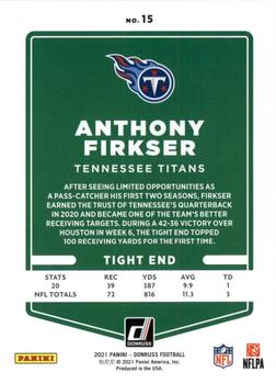 2021 Donruss - Season Stat Line #15 Anthony Firkser Back
