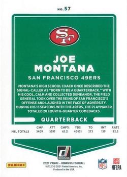 2021 Donruss - Season Stat Line #57 Joe Montana Back