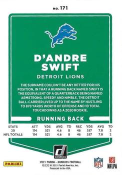 2021 Donruss - Press Proof Blue #171 D'Andre Swift Back