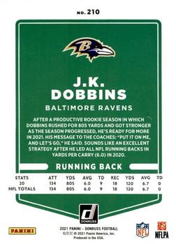 2021 Donruss - Press Proof Bronze #210 J.K. Dobbins Back