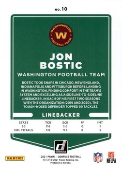 2021 Donruss - Press Proof Green #10 Jon Bostic Back
