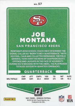 2021 Donruss - Press Proof Premium #57 Joe Montana Back