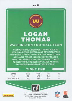 2021 Donruss - Press Proof Red #8 Logan Thomas Back