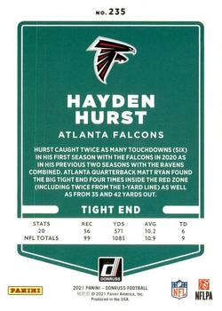 2021 Donruss - Press Proof Red #235 Hayden Hurst Back