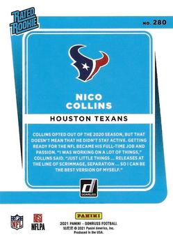 2021 Donruss - Press Proof Yellow #280 Nico Collins Back