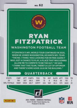 2021 Donruss - Press Proof Silver Die Cut #62 Ryan Fitzpatrick Back