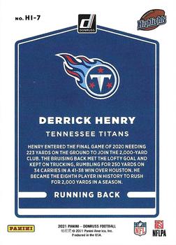 2021 Donruss - Highlights #HI-7 Derrick Henry Back