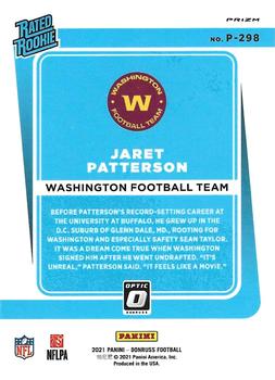 2021 Donruss - Optic Rated Rookie Preview Pink #P-298 Jaret Patterson Back
