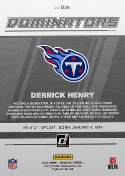 2021 Donruss - Dominators #D36 Derrick Henry Back