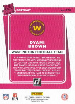 2021 Donruss - Rated Rookies Portrait #278 Dyami Brown Back