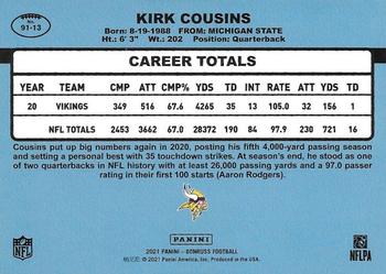 2021 Donruss - Retro 1991 #91-13 Kirk Cousins Back