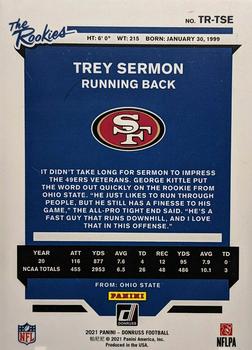 2021 Donruss - The Rookies #TR-TSE Trey Sermon Back