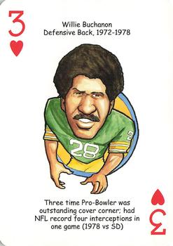 2007 Hero Decks Green Bay Packers Football Heroes Playing Cards #3♥ Willie Buchanon Front