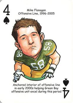 2007 Hero Decks Green Bay Packers Football Heroes Playing Cards #4♠ Mike Flanagan Front