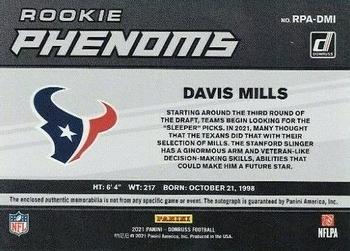 2021 Donruss - Rookie Phenom Jersey Autographs #RPA-DMA Davis Mills Back