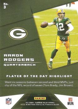 2021 Panini Player of the Day #3 Aaron Rodgers Back