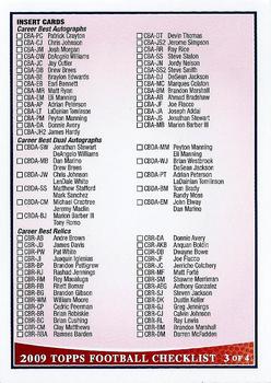 2009 Topps - Checklists Pink #3 Checklist: Inserts Front