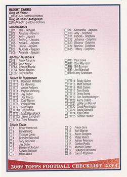 2009 Topps - Checklists Pink #4 Checklist: Inserts Front
