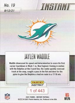 2021 Panini Instant NFL #19 Jaylen Waddle Back
