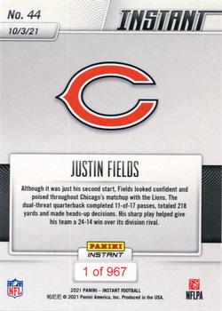 2021 Panini Instant NFL #44 Justin Fields Back