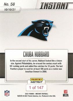 2021 Panini Instant NFL #58 Chuba Hubbard Back