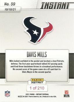 2021 Panini Instant NFL #59 Davis Mills Back