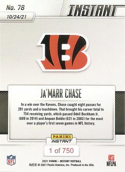 2021 Panini Instant NFL #78 Ja'Marr Chase Back