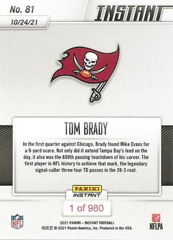 2021 Panini Instant NFL #81 Tom Brady Back