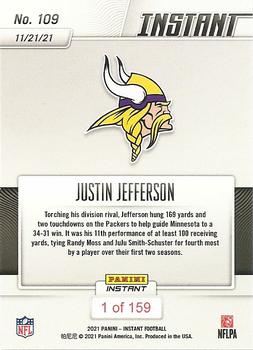 2021 Panini Instant NFL #109 Justin Jefferson Back