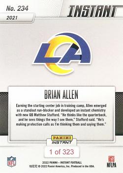 2021 Panini Instant NFL #234 Brian Allen Back