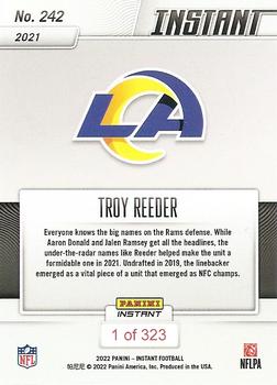 2021 Panini Instant NFL #242 Troy Reeder Back