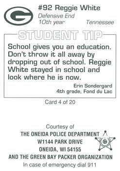 1994 Green Bay Packers Police - Oneida Police Department #4 Reggie White Back