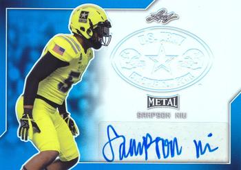 2017 Leaf Metal U.S. Army All-American Bowl - Metal Autographs Blue Prismatic #BA-SN1 Sampson Niu Front