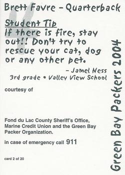 2004 Green Bay Packers Police - Fond du Lac County Sheriff's Office #2 Brett Favre Back