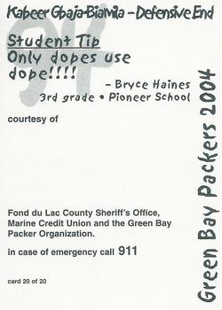 2004 Green Bay Packers Police - Fond du Lac County Sheriff's Office #20 Kabeer Gbaja-Biamila Back