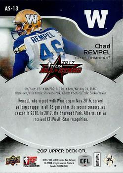 2017 Upper Deck CFLPA All-Stars #AS-13 Chad Rempel Back