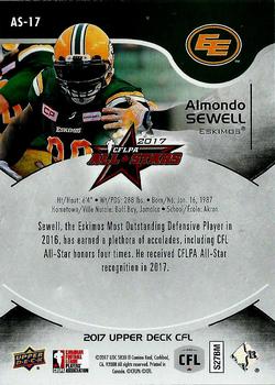 2017 Upper Deck CFLPA All-Stars #AS-17 Almondo Sewell Back