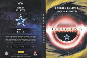 2021 Panini Origins - Origins of Greatness Booklet Auto Gold #OG-DC Emmitt Smith / Ezekiel Elliott Back