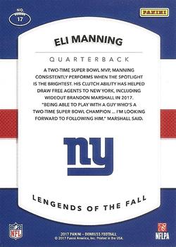 2017 Donruss - Legends of the Fall Red #17 Eli Manning Back