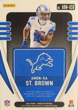2021 Panini Absolute - Absolute Rookie Materials #ARM-ASB Amon-Ra St. Brown Back