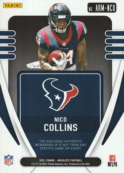 2021 Panini Absolute - Absolute Rookie Materials #ARM-NCO Nico Collins Back