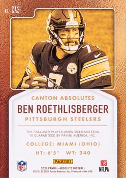 2021 Panini Absolute - Canton Absolutes Gold #CA3 Ben Roethlisberger Back