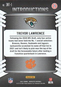 2021 Panini Absolute - Introductions #INT-1 Trevor Lawrence Back