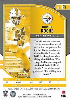 2021 Panini Absolute - Signature Rookies Gold Stars #164 Quincy Roche Back